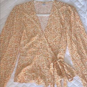 Floral Wrap-Tie Blouse